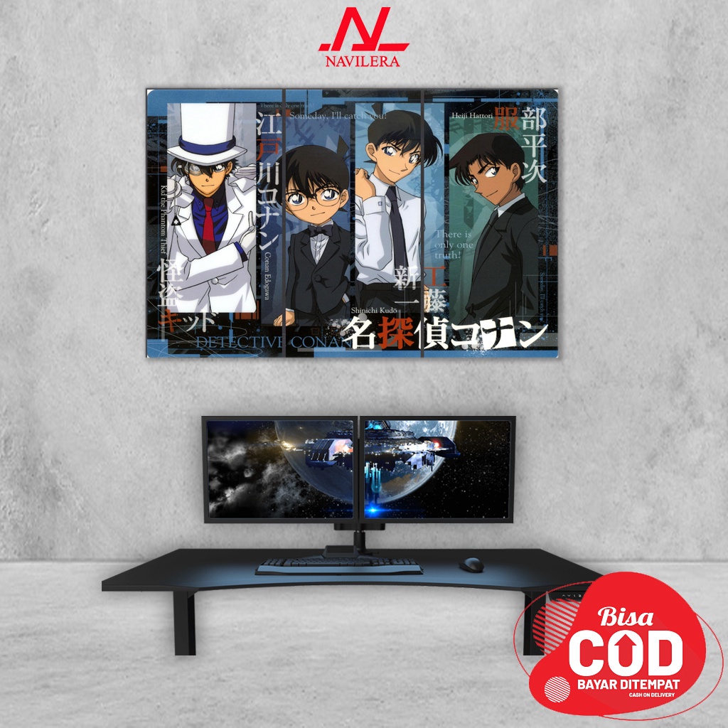 NAVILERA - Hiasan Dinding Kamar Poster Kayu Anime Detective Detektif Conan Konan Wall decor -1