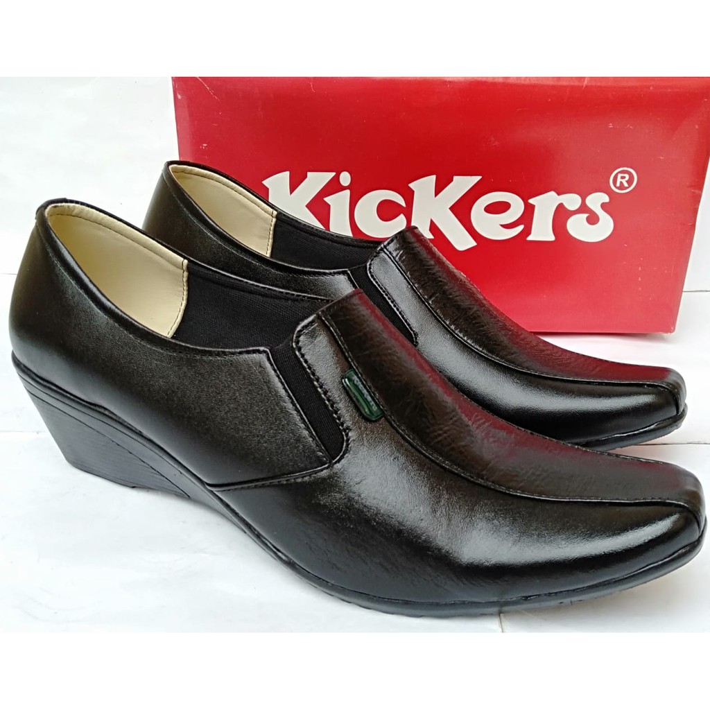 Sepatu pantofel wanita kickers kulit asli original fantofel elastis slip on formal kerja kantor COD