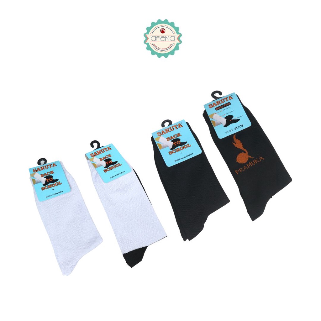 ANEKA - Kaos Kaki Sekolah Putih / Hitam Putih / Hitam / Pramuka / SD / SMP / SMA