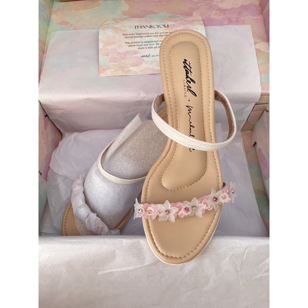 Ittaherl x Mmehuillet mystery box blockheels sandal in blush size 38 (Ready stock)