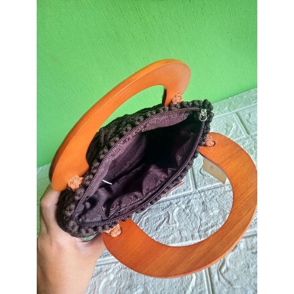 Kiran Tas pesta motif daun macrame tali kur