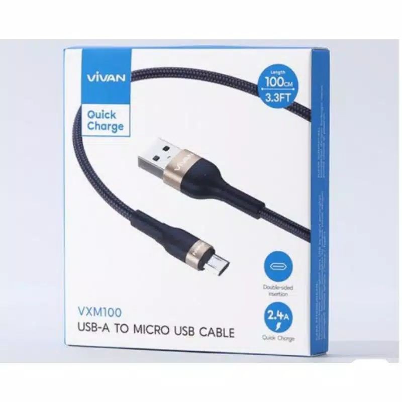 VIVAN VXM100 KABEL DATA MICRO USB 2.4A 100CM QUICK CHARGE