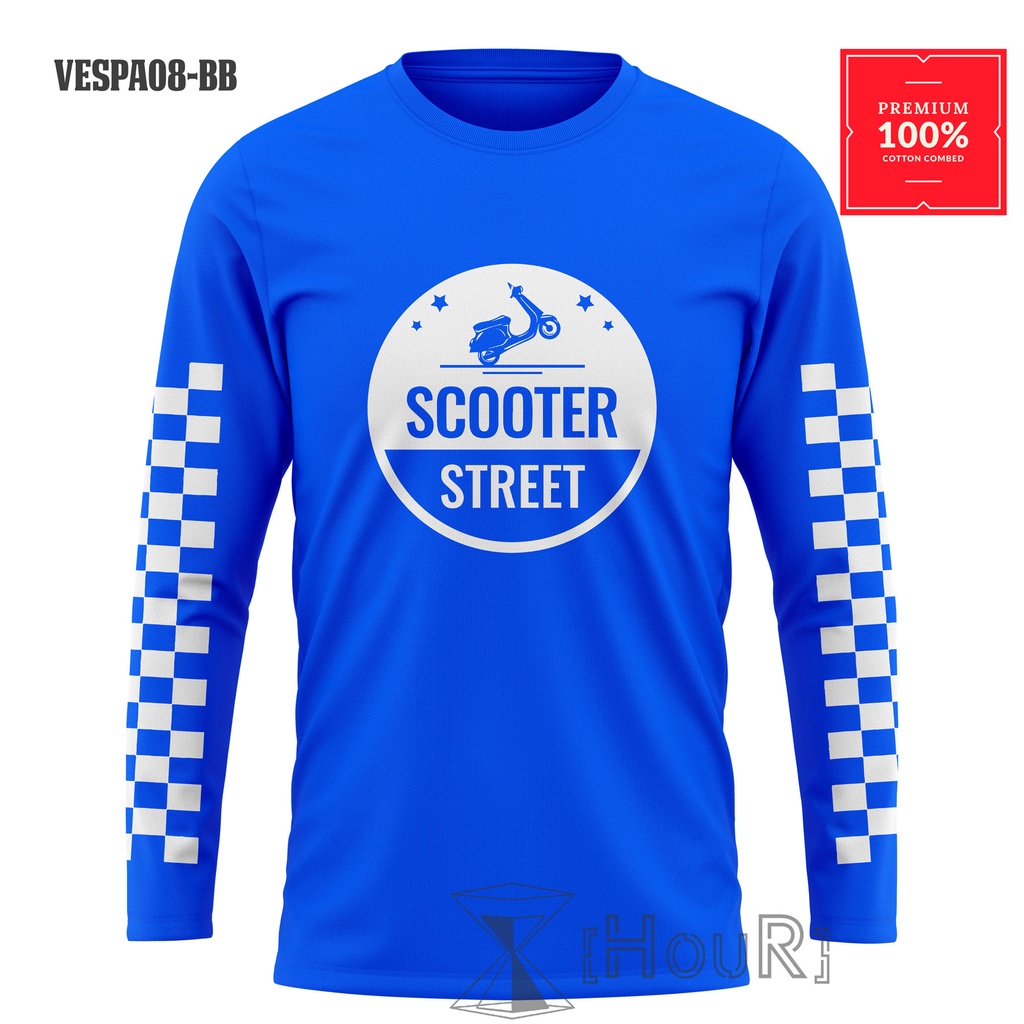 SCOOTER STREET TSHIRT KAOS VESPA SCOOTER STREET LENGAN PANJANG KAOS DISTRO PRIA WANITA