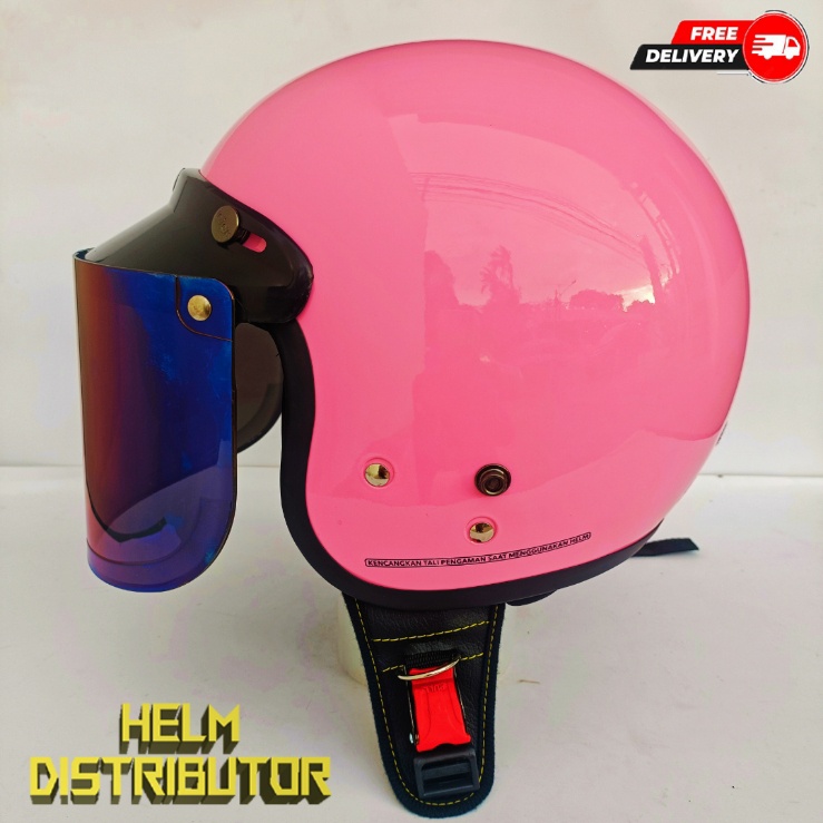 HELM BOGO RETRO KUALITAS PREMIUM KACA DATAR FULL LEHER SNI DEWASA PRIA WANITA (COD)