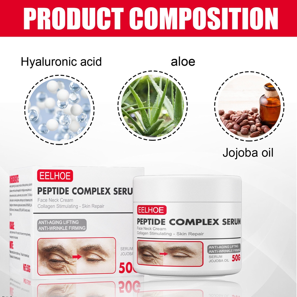 EELHOE Peptide Complex Ori Serum Collagen Face Cream 50gr-Wajah Anti Kerut Penuaan Pelembab dan Pemutih Wajah