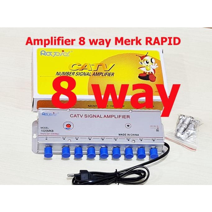 Rapid 8 Spliter Booster 20Db Antenna Catv Signal Amplifier Tv 1020Mk8