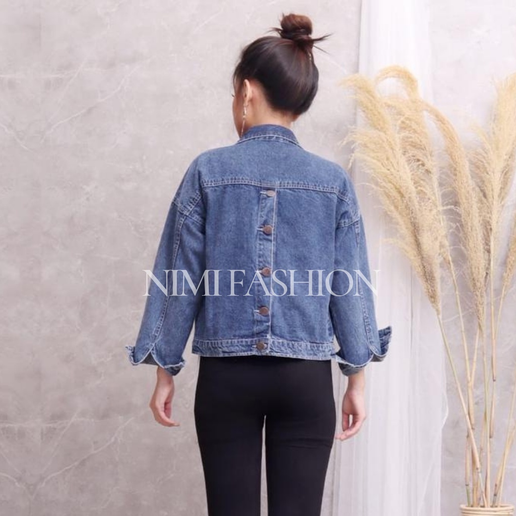 Jaket Jeans Crop / Jaket Denim Wanita Model Crop Kancing Depan Belakang Hidup