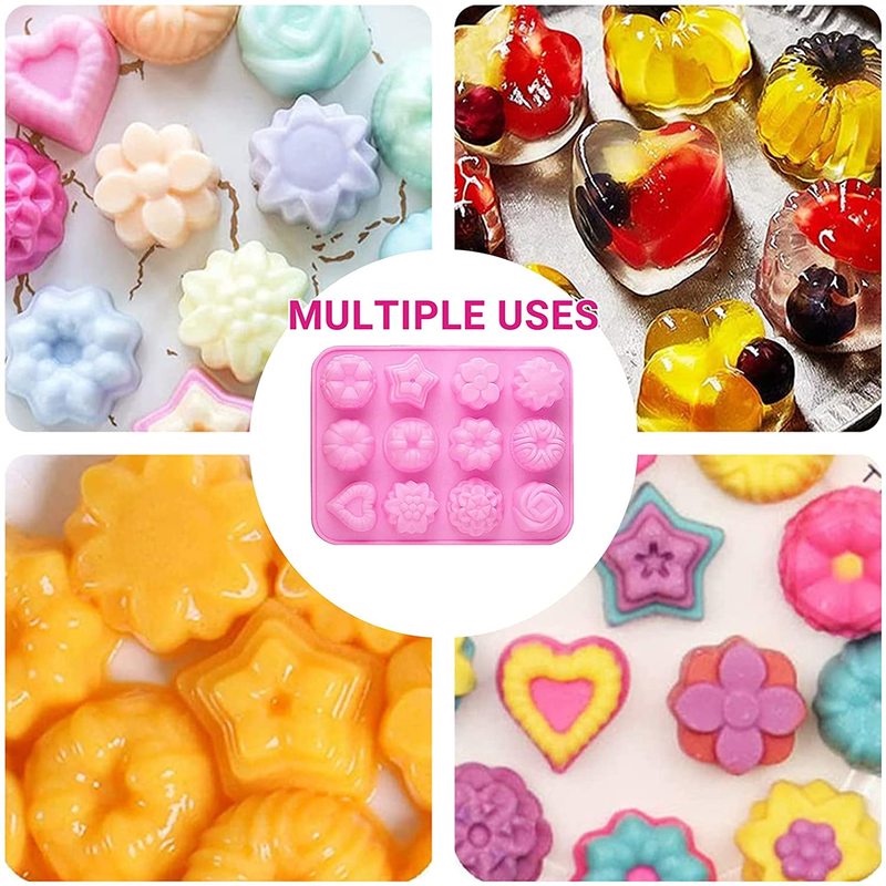 Flowers Silicone Non Stick Cake Baking Molds For Chocolate ，Candy ， Muffins ，Cake