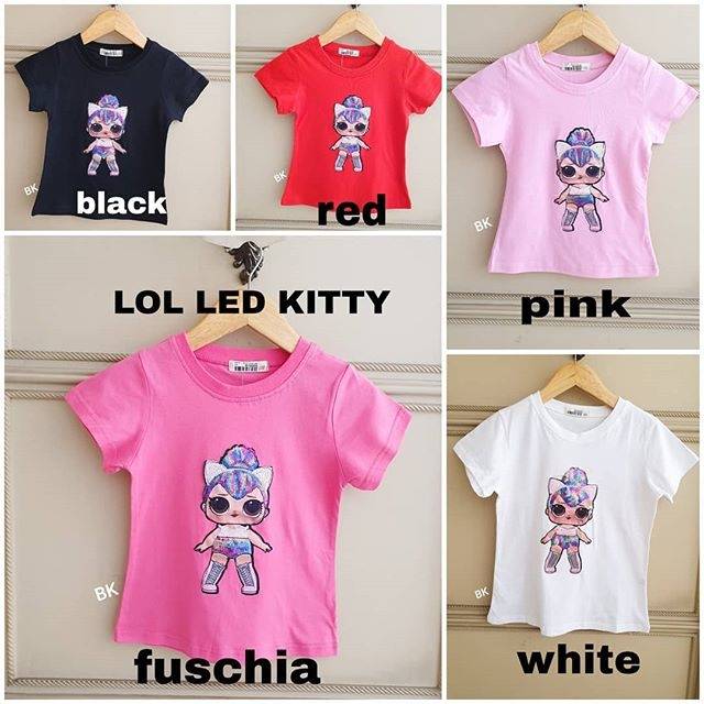 81141-44 KAOS LAMPU LOL LED KITTY / KAOS LED ANAK MOTIF LOL IMPORT KOREA MURAH