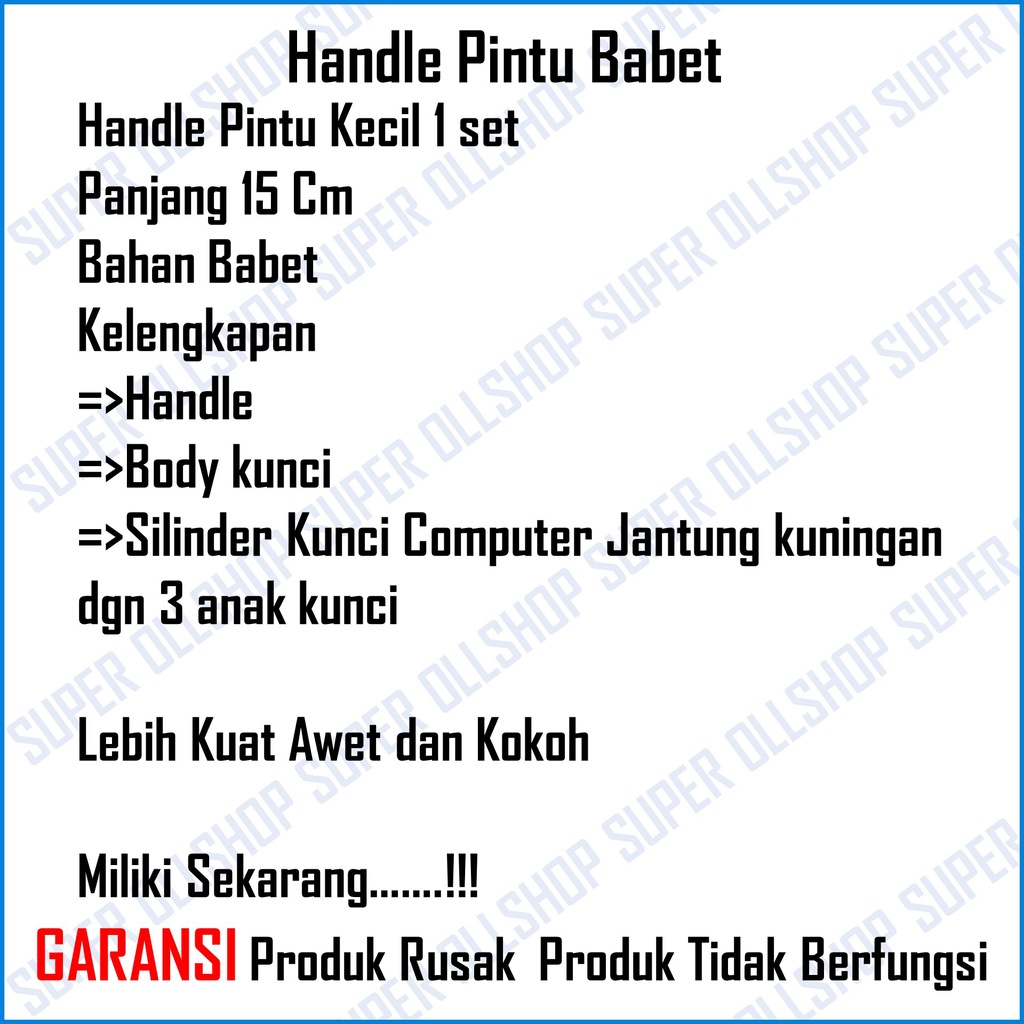 Handel Pintu / Kunci Pintu Rumah Kecil 5001 Putih dan Kuning / Slot Handle Kunci Pintu Rumah Babet Silinder Kunci Jantung Kuningan Murah