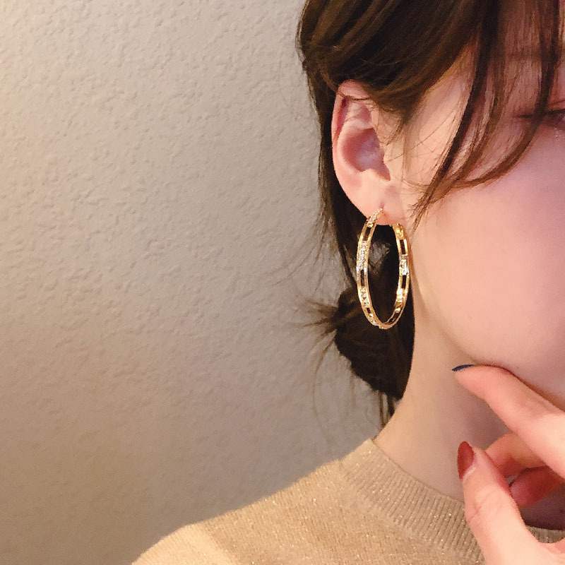 Anting Jarum Perak Zirkon Model Lubang Bahan Logam