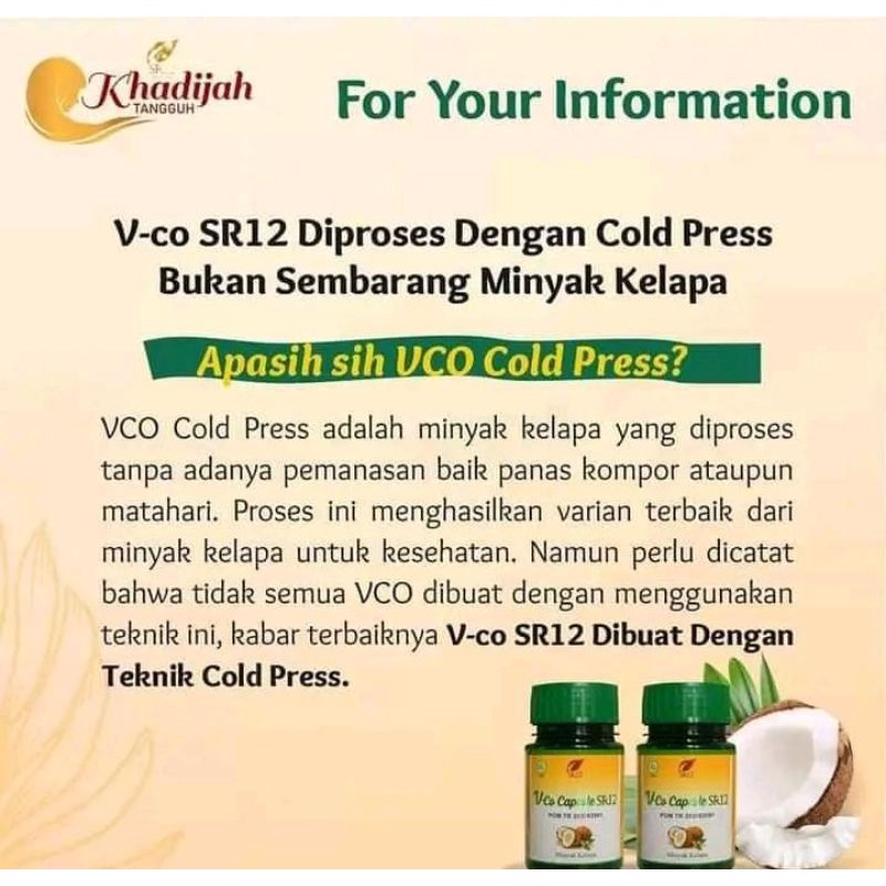 

VCO Capsule SR12/Imun Booster/Minyak Kelapa Murni SR12/Minyak sejuta Manfaat