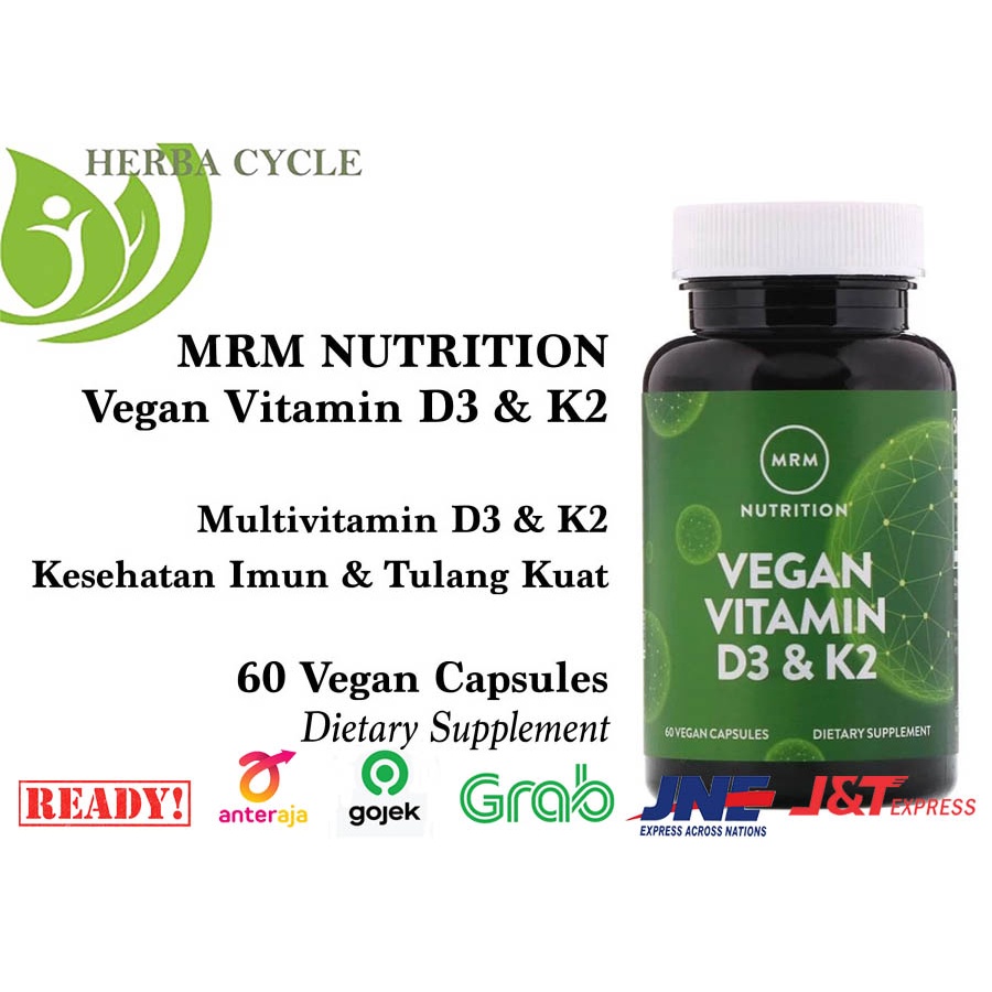 MRM Vegan Vitamin D3 K2 60 VegCaps Vit D3 K2 Vegan ORI USA