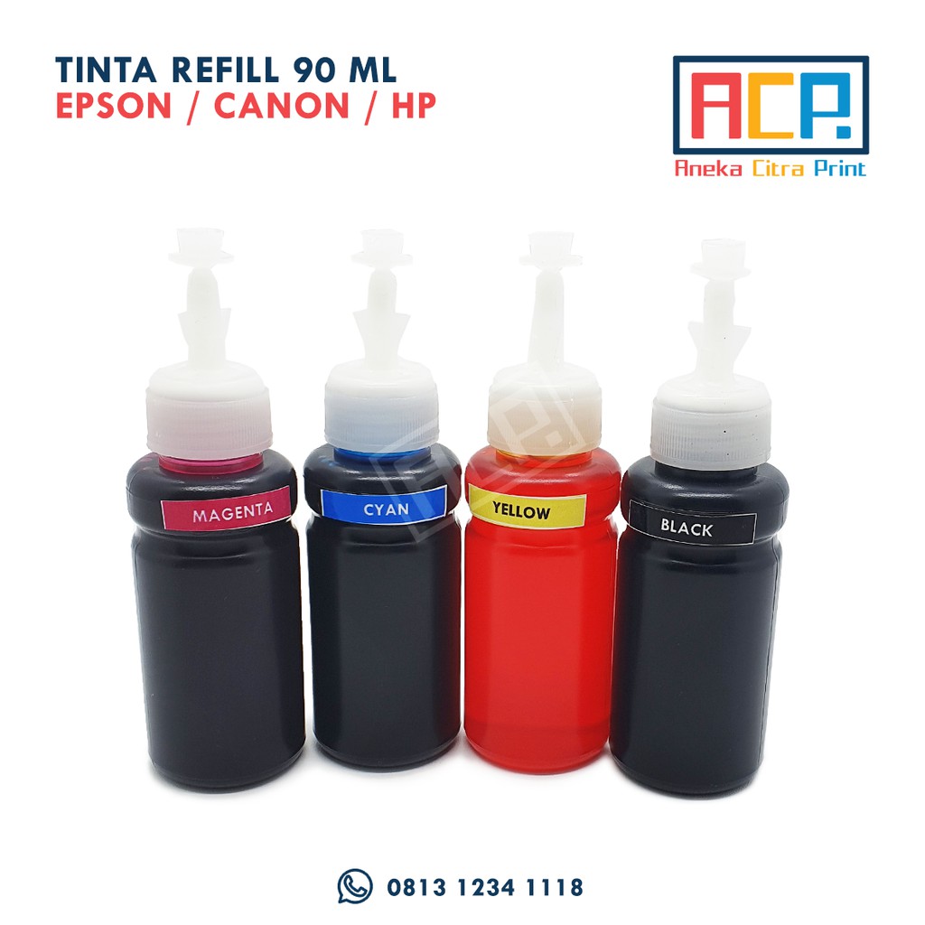 Tinta Isi Ulang Dye Printer Epson / Canon / HP 90 ml