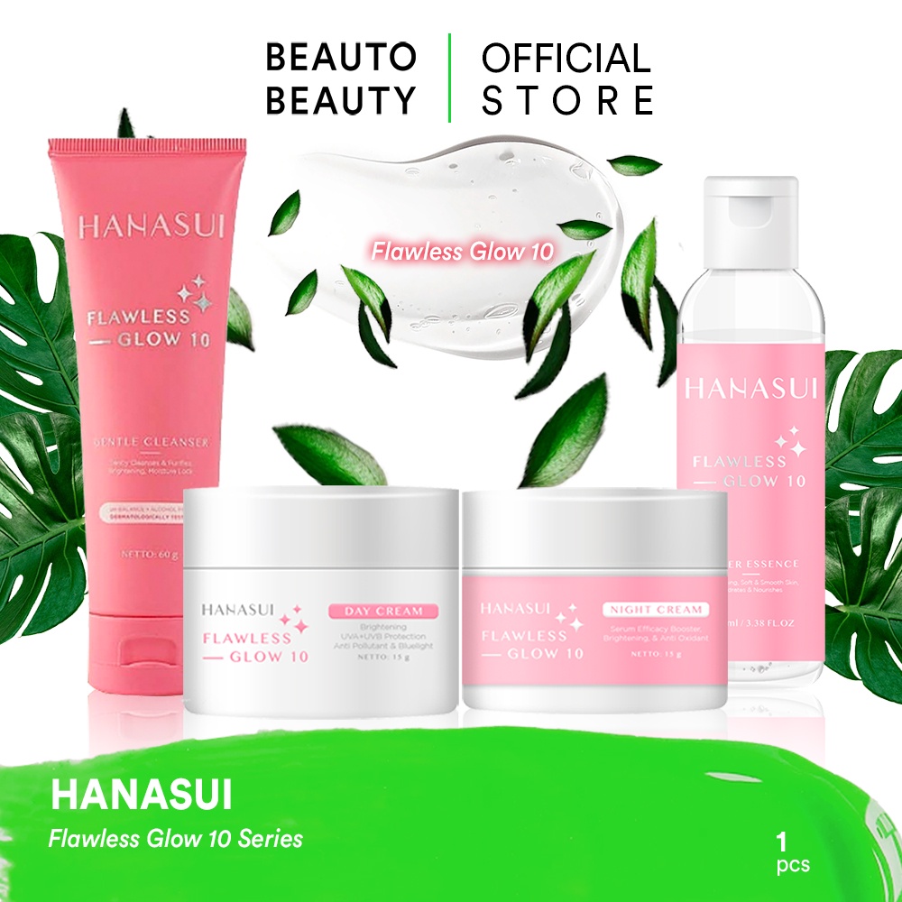 HANASUI Flawless Glow 10 Series / Indonesia Gentle Cleanser Power Essence Day Night Cream Acne Spot 