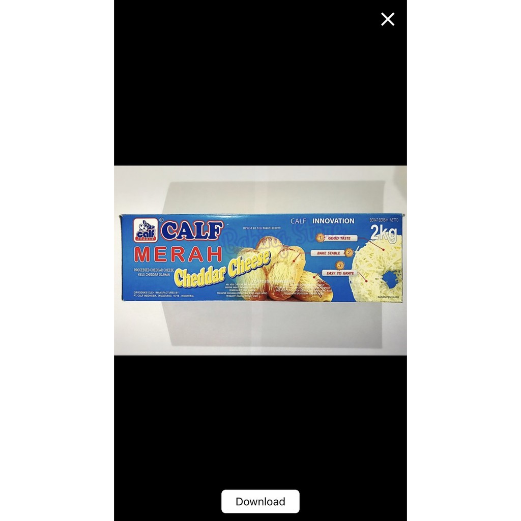 

Keju Cheddar Cheese Claf Calf Merah 2kg - Gosend Only!!!