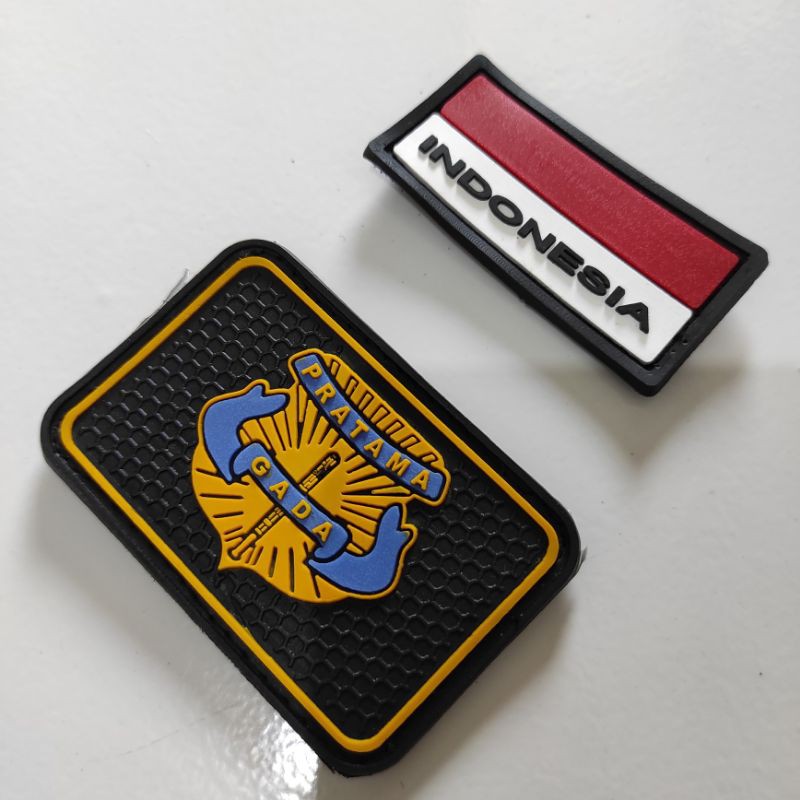 PATCH RUBBET SATU SET LOGO SECURITY GADA PRATAMA+BENDERA KECIL/TEMPELAN EMBLEM KARET VELCRO SATPAM