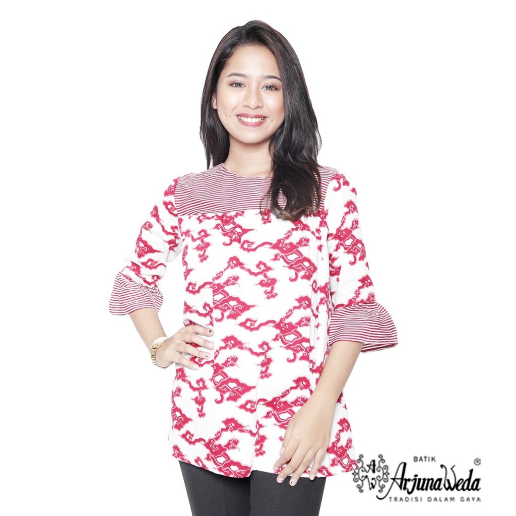 Batik Arjunaweda Blouse Wanita - Mega Mendung - Merah