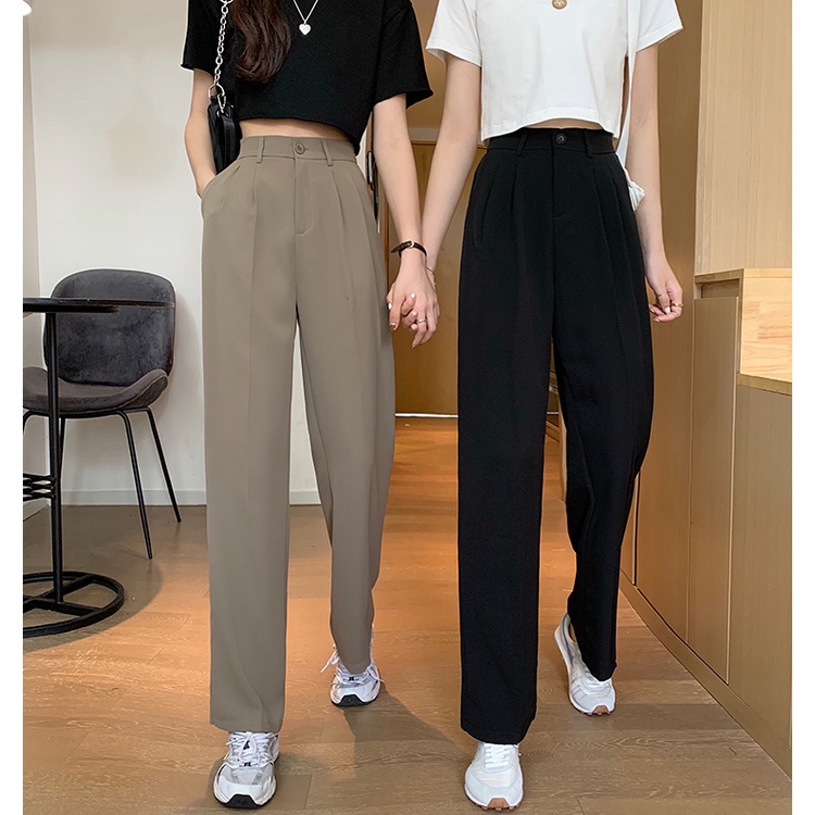 celana wanita terbaru Korean style celana panjang pants highwaist celana bahan hitam