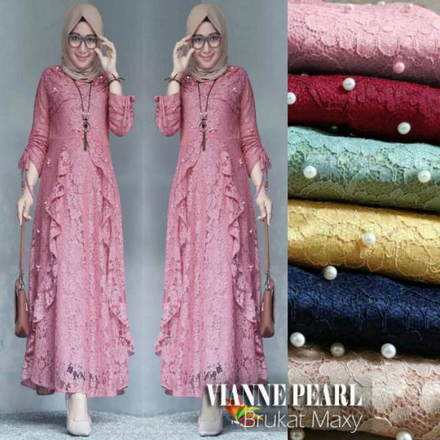 4 UKURAN L XL XXL 3XL MAXY VIANNE BRUKAT FURING MUTIARA JCHM