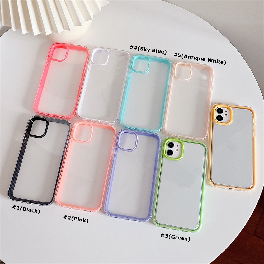 3 in 1 Soft Case Silikon Transparan Warna Polos Untuk iPhone 13 Pro Max 13 12pro 12