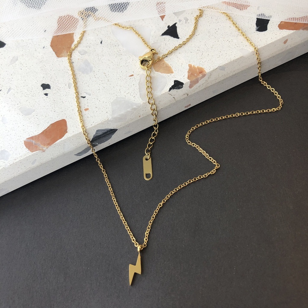 Kalung Rantai Dengan Liontin Petir Mini Untuk Wanita