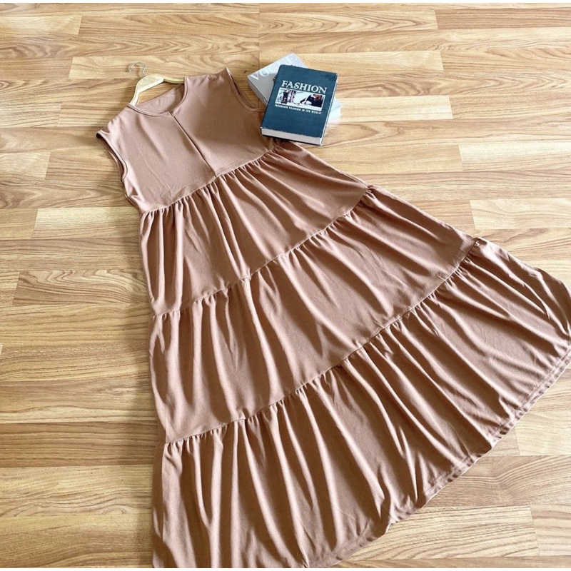 ARSENIO BAHAN SYAKILA 100%ORIGINAL Basic Inner Dress Rempel Bersusun Tanpa Lengan