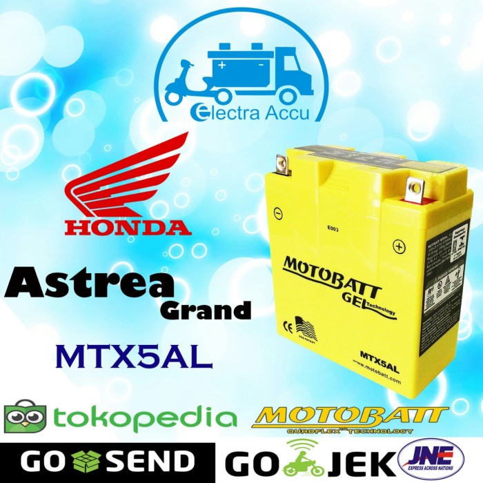Aki motor Honda Astrea Grand motobatt MTX5AL Aki Kering