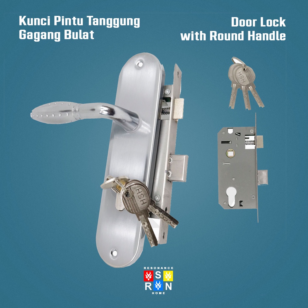 Kunci Pintu Rumah Premium Full / Set Stainless 20cm / Door Lock Resonance Home