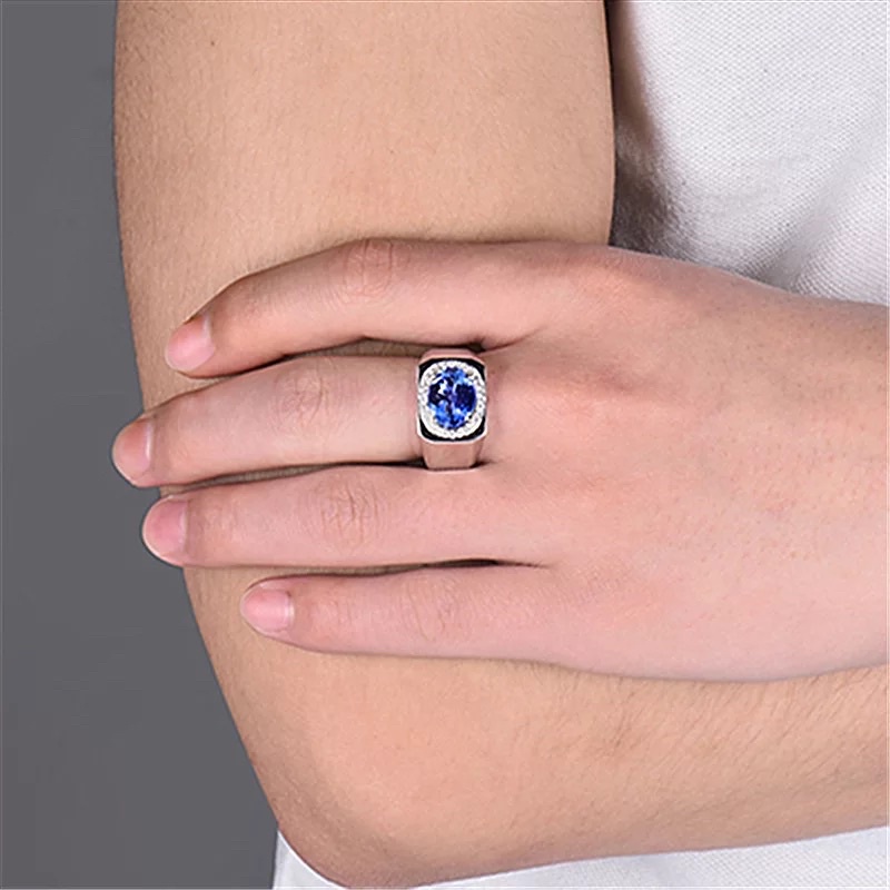 Cincin Batu Safir Cubic Zirconia Ring Perak 925 Sterling Silver Resize