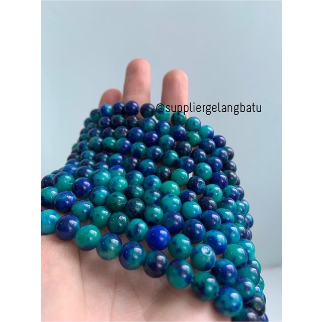 batu 8mm blue green chrysocolla bahan rangkai akik bacan biru hijau