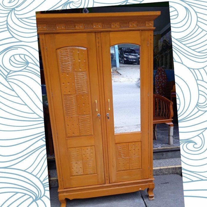 LEMARI BAJU, LEMARI PAKAIAN 2 PINTU, LEMARI KAYU, JATI