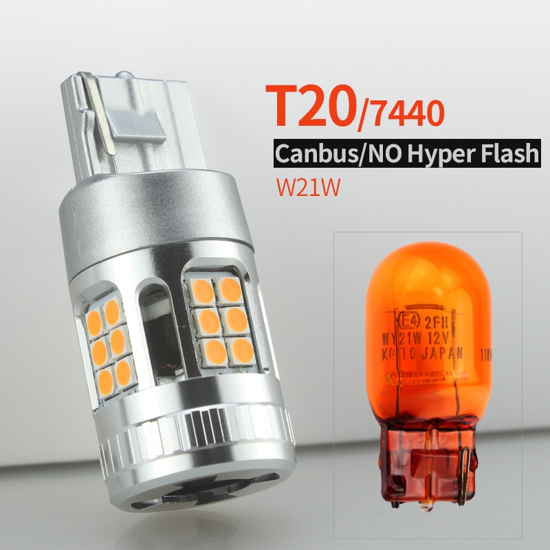 2pcs Lampu Sein LED T20 7440 7440NA WY21W 1156 Ba15s P21W 7507 Bau15s PY21W Warna Kuning Amber