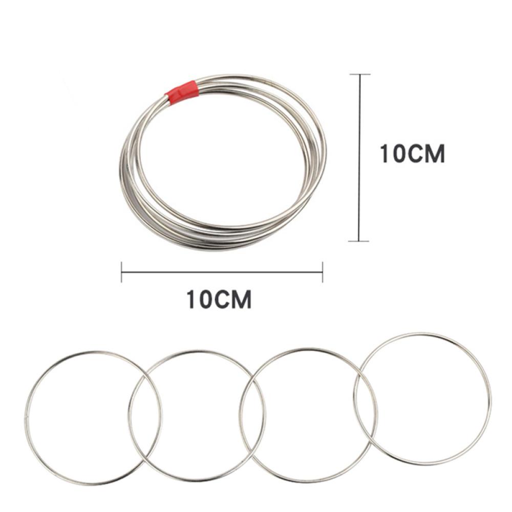 Timekey 4Pcs / Set Mainan Ring Metal Klasik Untuk Properti Sulap B6F3