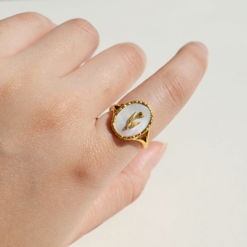 Ark.co - FIORE flower signet ring cincin bunga simpel