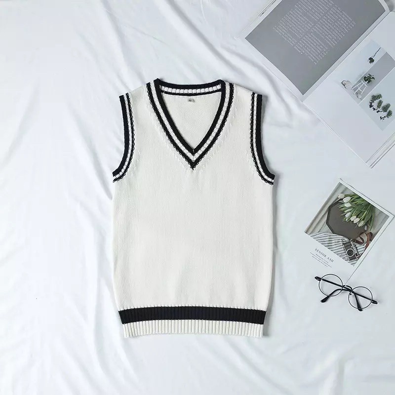 KNITTED VEST IMPORT RAJUT STUDENT STYLE KOREAN