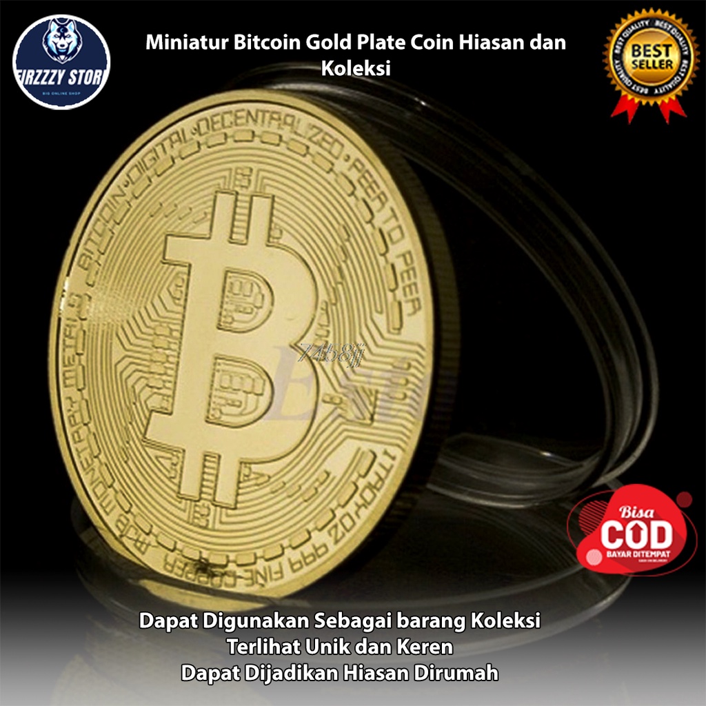 Miniatur Coin Bitcoin Gold Plated