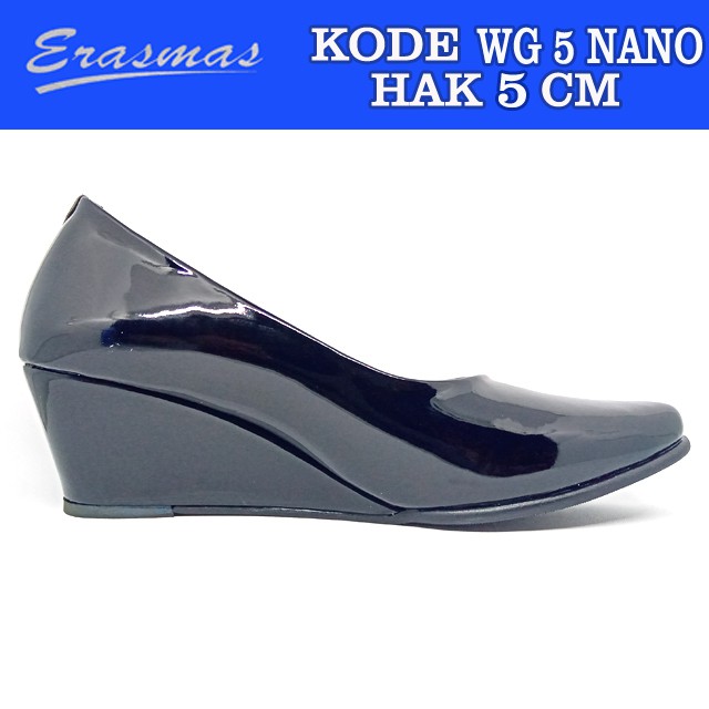 Sepatu Wedges Hitam Erasmas Hak 5 Cm Wedges Persit Wedges Bhayangkari Wedges Erasmas Polwan Formal Kantor