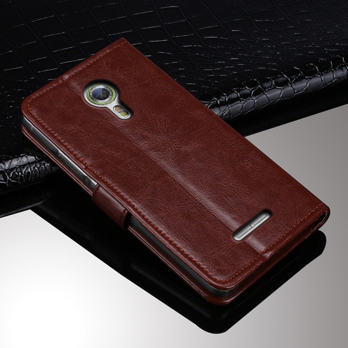 Dompet HP LEATHER FLIP COVER Alcatel One Touch Flash 2 case kulit