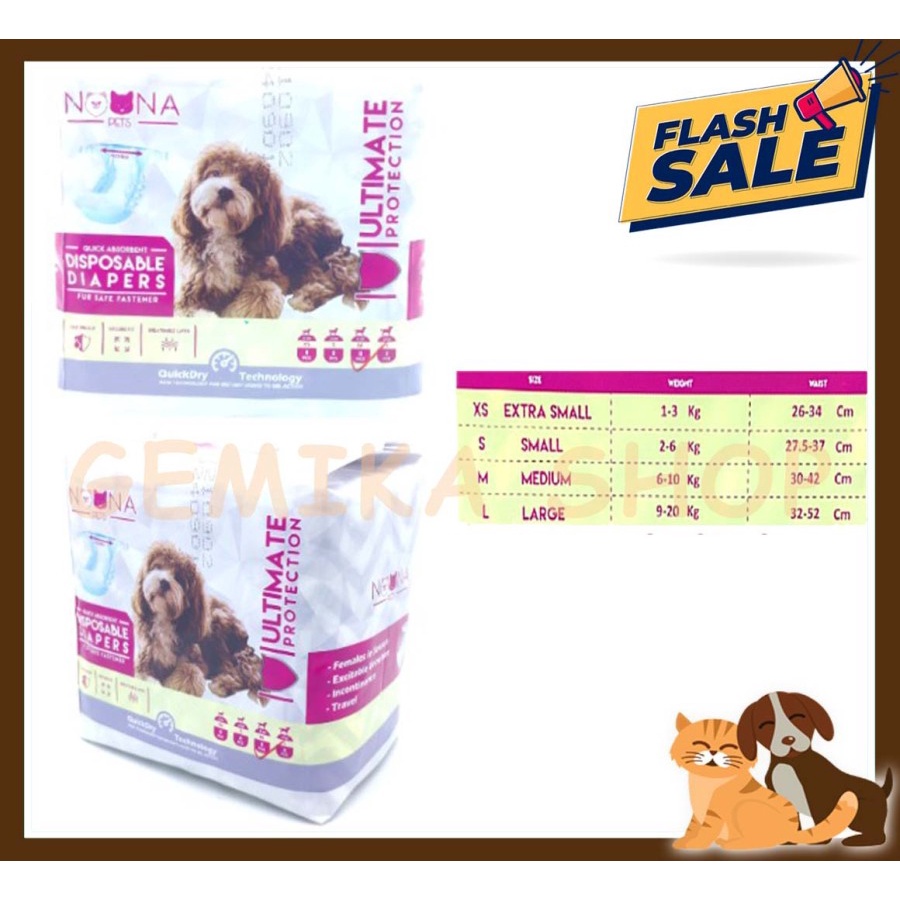 POPOK PAMPERS ANJING BETINA FEMALE (DOG DIAPERS)