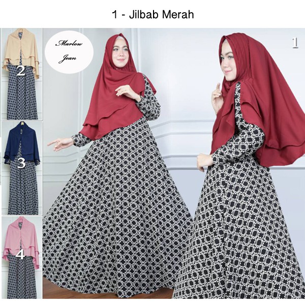 Baju Gamis Wanita Muslim Termasuk Jilbab / Syari'i Set Dengan Jilbab