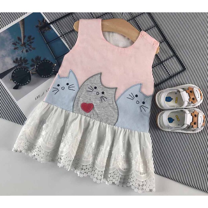Dress Pendek Anak Perempuan/Cewek Bahan Brokat/Sifon Usia 1 tahun / 2 tahun Murah