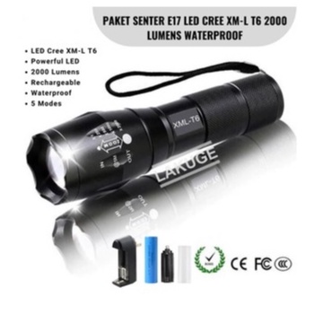 Senter Swat T6 LED Type XM-L2 Flashlight Zoom Super Terang