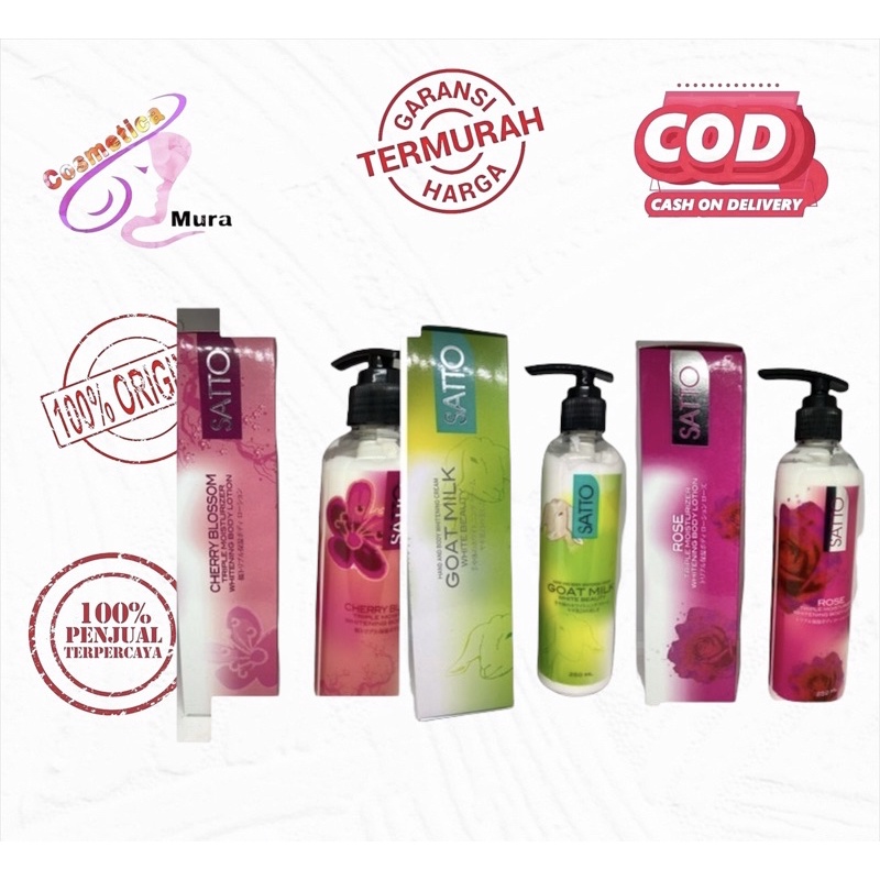 lotion [ 250 ml kemasan pump ] satto hand body lotion triple whitening // satto super whitening lotion