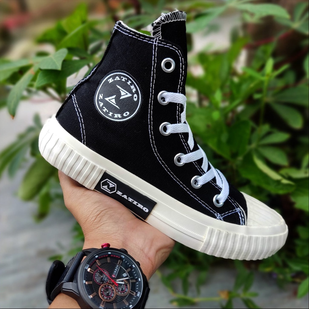 Sepatu Sneakers Zatiro Fashion Skull Black White High Original Premium Sepatu Sekolah Kuliah Main Sa