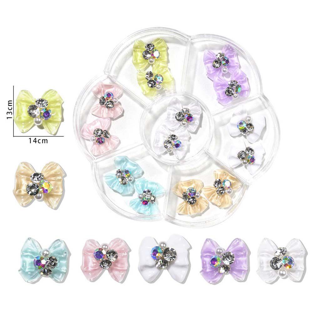 Mxbeauty Bow Nail Art Dekorasi Warna-Warni Manis Mutiara Imitasi Fashion Ikatan Simpul Hiasan Kuku 3D Perhiasan Kuku