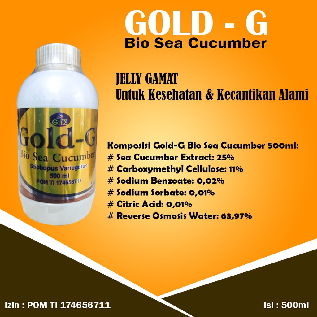 Gold G 500ml Jelly Gamat Bio Sea Cucumber Untuk Mengatasi Anemia Darah