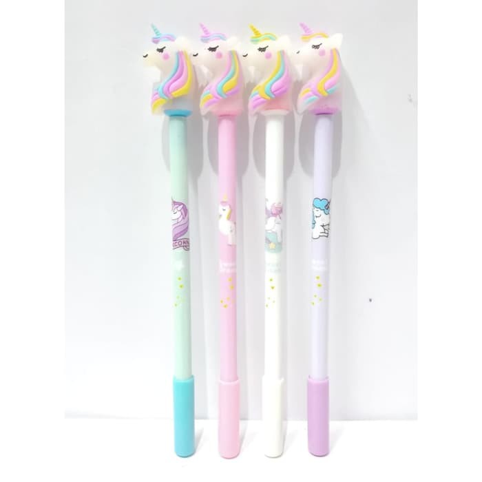 

Pulpen Bolpen + Stempel Kepala Unicorn Alat Tulis Gel Hitam 0.5 mm -
