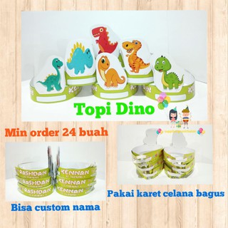 Image of Topi custom ultah/ulang tahun dino, upin ipin, unicorn, ondel,animals, hogi, Nusa rara
