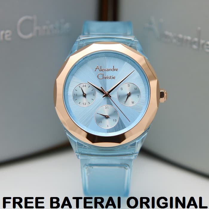 JAM TANGAN WANITA ALEXANDRE CHRISTIE AC 2808 RUBBER TRANSPARANT ORIGINAL GARANSI RESMI 1 TAHUN